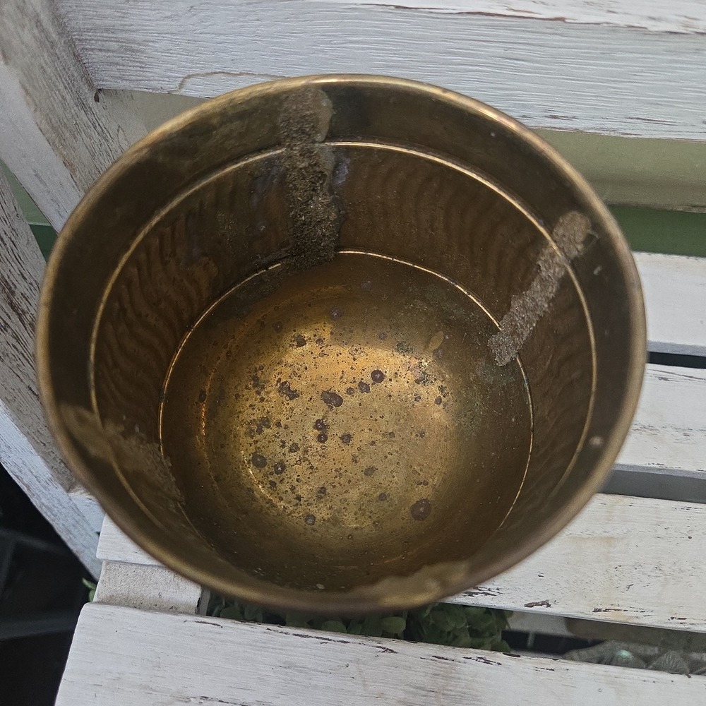 Vintage Solid Brass 3-Footed Flower Planter Pot Cauldron Cottage Core Succulent - Picture 6 of 12